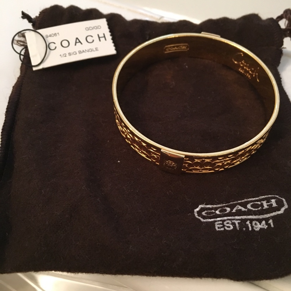 AUTHENTIC Coach Signature C Gold Bracelet